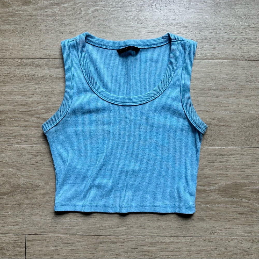 SHEIN Light Blue Ribbed Tank Top
